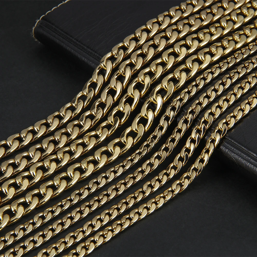 

Hip Hop Long Necklace Men Cuban Link Chain Necklace Women Chain Trinket Neck Decoration Silver/Gold Jewelry 16,18,20,24,30 Inch