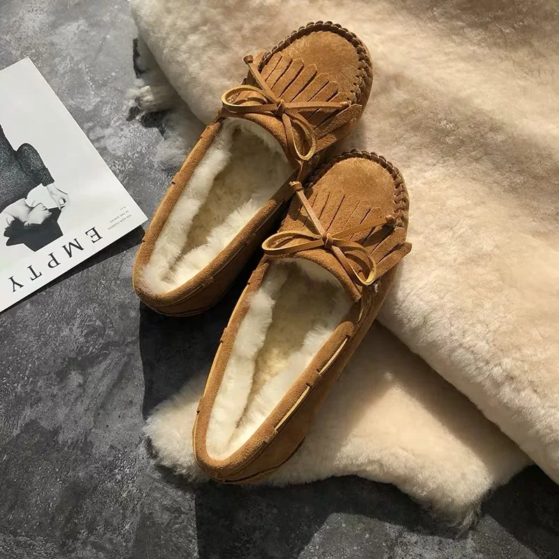 

MOOKIAPI Chinese Brand High Quality Women's Shoes, 100%Genuine Leather, Real fur classic Loafers shoes, 4 colors, free delivery