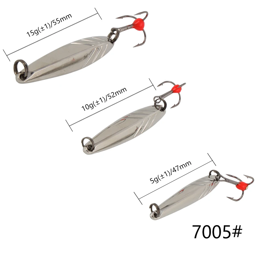 W. P. E приманка для зимней подледной рыбалки, 1 шт., 5 г/10 г/15 г/20 г/25 г, жесткая рыболовная приманка, ложка, металлическая рыболовная снасть, тройной крючок - Цвет: 7005-001