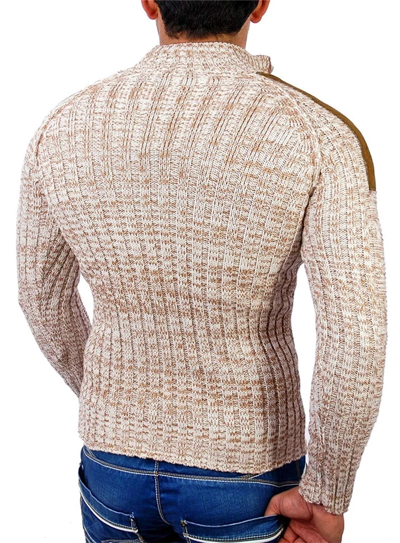 Fashion Men's Winter Warm Pullover Sweaters With Buttons Oversized Knitted Pullovers Patchwork Sweater New Men Clothing M-2XL