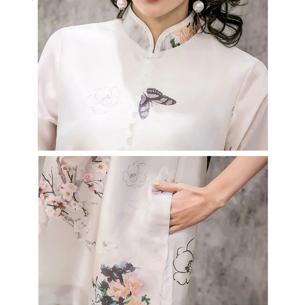 Китайское платье Cheongsam, улучшенное, Qipao, винтажные, вечерние, китайское, традиционное, женское платье Eastqueen, с рисунком, шелковое, ТРАПЕЦИЕВИДНОЕ ПЛАТЬЕ