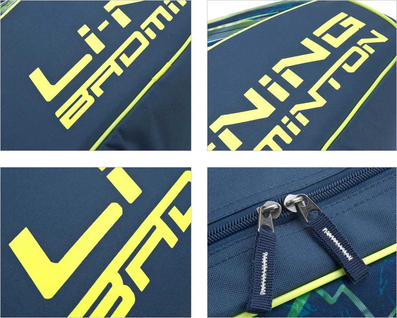 Li-Ning бадминтон сумка для ракеток для 3 пакетов нагрузки полиэстер подкладка профессиональные ракетки спортивные сумки ABJP062 ZYF347