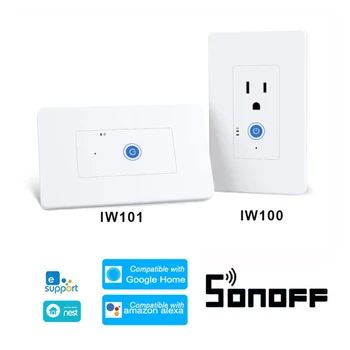 

SONOFF IW100/IW101 US WIFI Smart Wall Light Touch Panel Switch Timing Socket Home Automation Work With Alexa Amazon Google Home