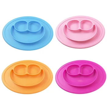 

Kids Bowl Plates Baby Feeding Silicone Plate Children's Integrated Baby Silica Gel Dishes