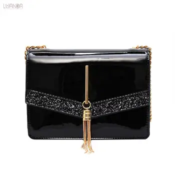 

Fashion Crossbody Bag For Women Handbags Leather Sequin Embroidery Shoulder Messenger Bag Chain Lady Simple Tassel Hand Bags
