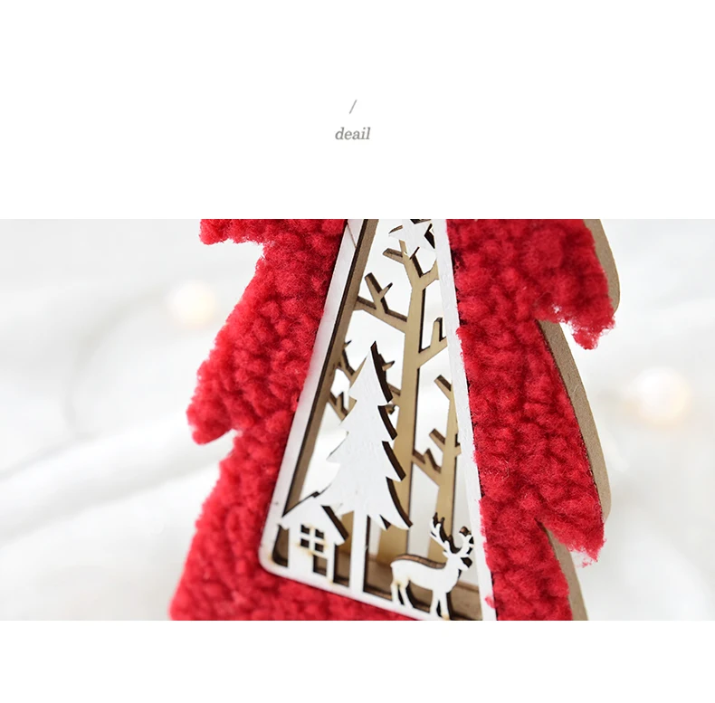 New Nordic Wood Plush Hollow Mini Christmas Tree Desktop Decoration Ornaments Elk Christmas Decorations QW217 (4)