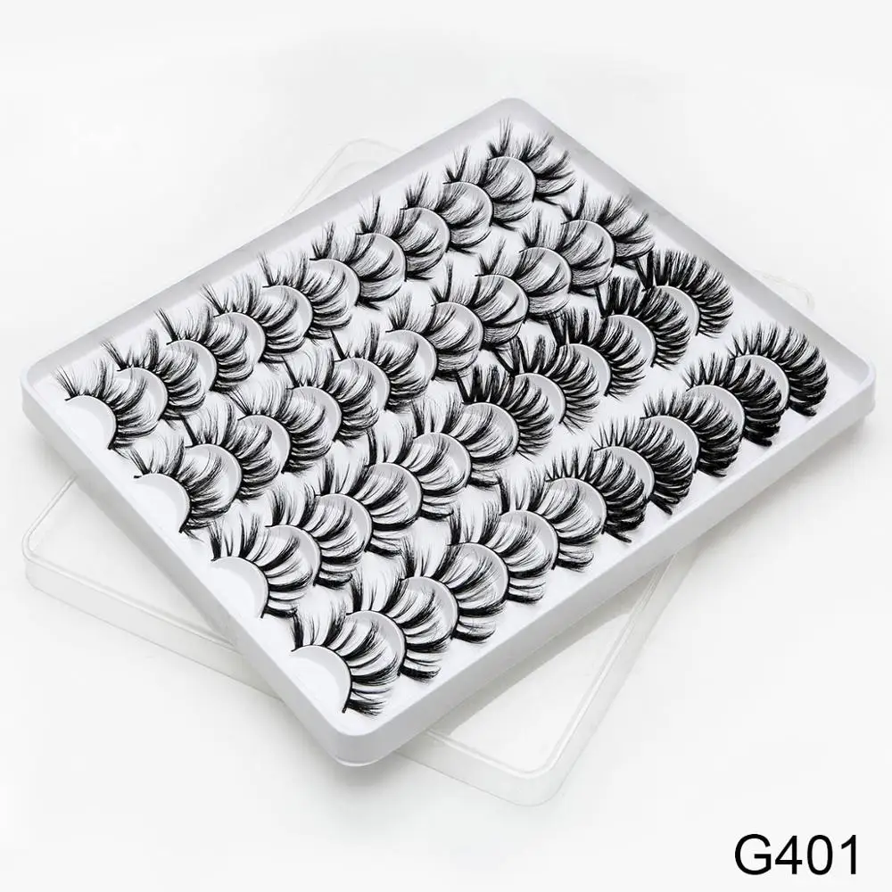 G401 2/20 пар, натуральные накладные ресницы ручной работы, норковые ресницы, длинный макияж, натуральные норковые ресницы, накладные ресницы, норковые ресницы - Цвет: G401
