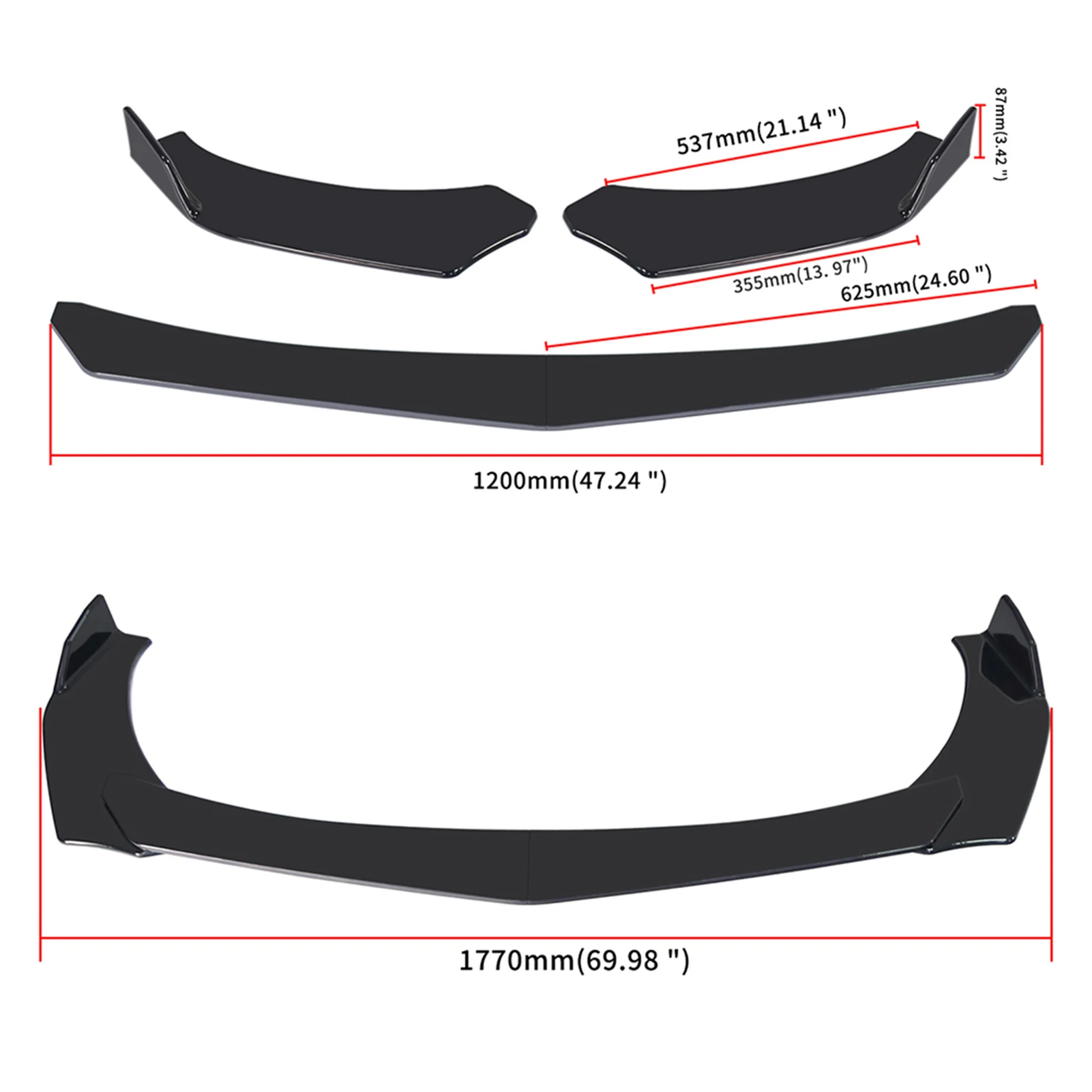 4 Pieces Car Front Bumper Lip Body Kit Spoiler Splitter ABS Bumper Canard Lip Splitter Universal car bumper spoiler bumper lip