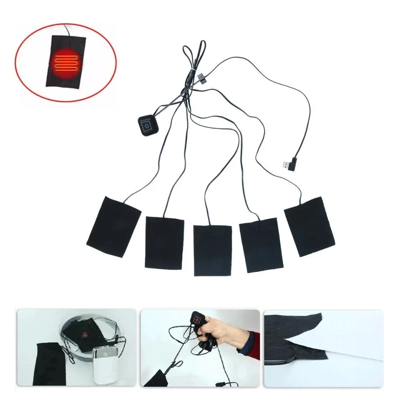 Комплект с 3 зубчатыми usb-грелками, зимняя куртка, жилет, тепловая одежда, теплая, энергосберегающая мощность, ed By 5 v/2a power Bank