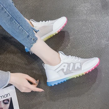 

Women Casual Shoes Knitted White Sneakers Woman Light Air Mesh Chunky Trainers Dad Shoes Breathable Comfort Zapatillas Mujer Hot