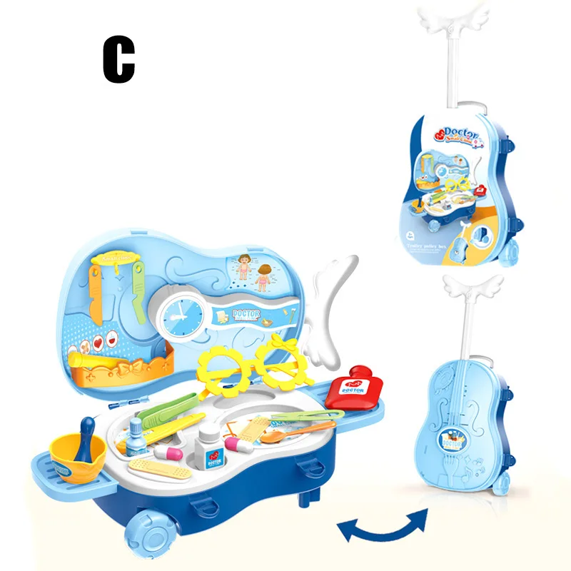 

Kid Toy Play Doctor Tool Set Portable Medical Equipment Kit Play House Game Intelligence Training with Violin Shape Box High Qua