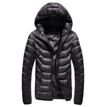 Новое поступление, брендовые зимние мужские повседневные парки, толстые тонкие теплые хлопковые куртки, одноцветные мужские пальто с капюшоном и наушниками