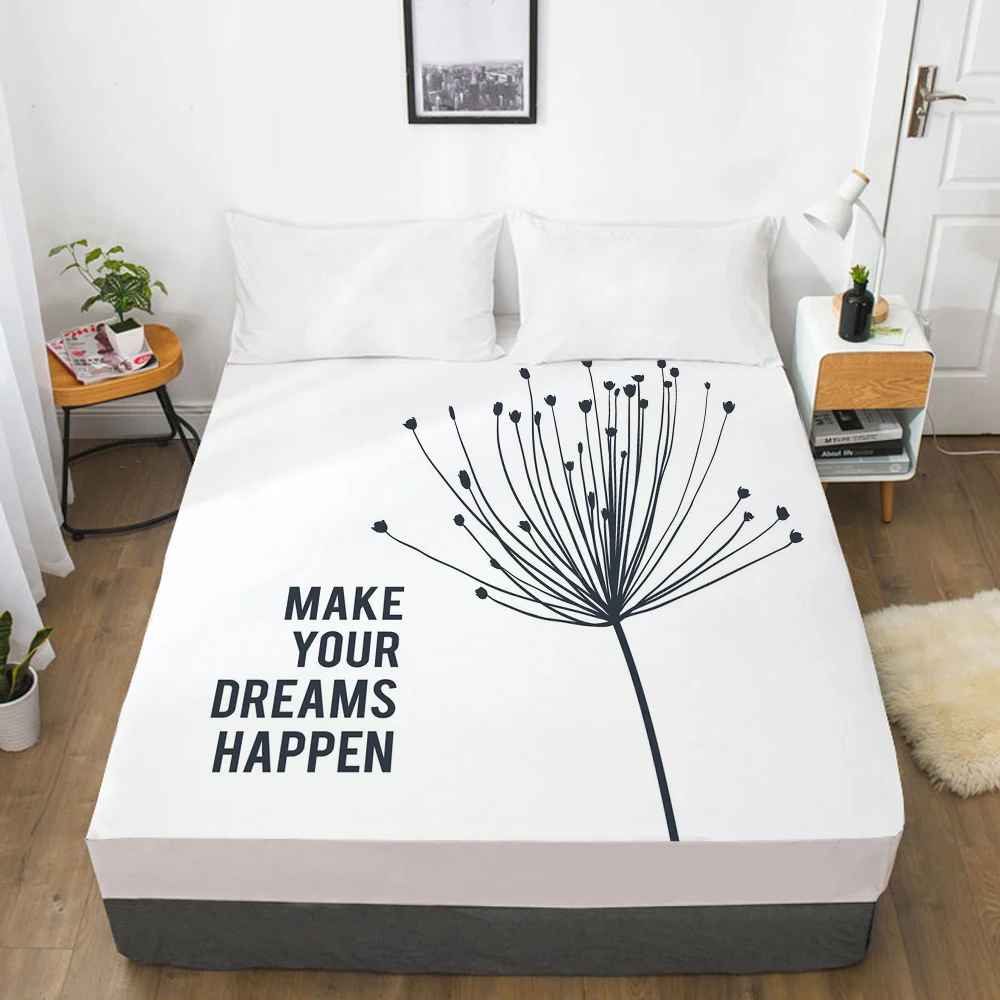 1PC Fitted Sheets Mattress Cover With Elastic Band 3D Bedsheet Linens