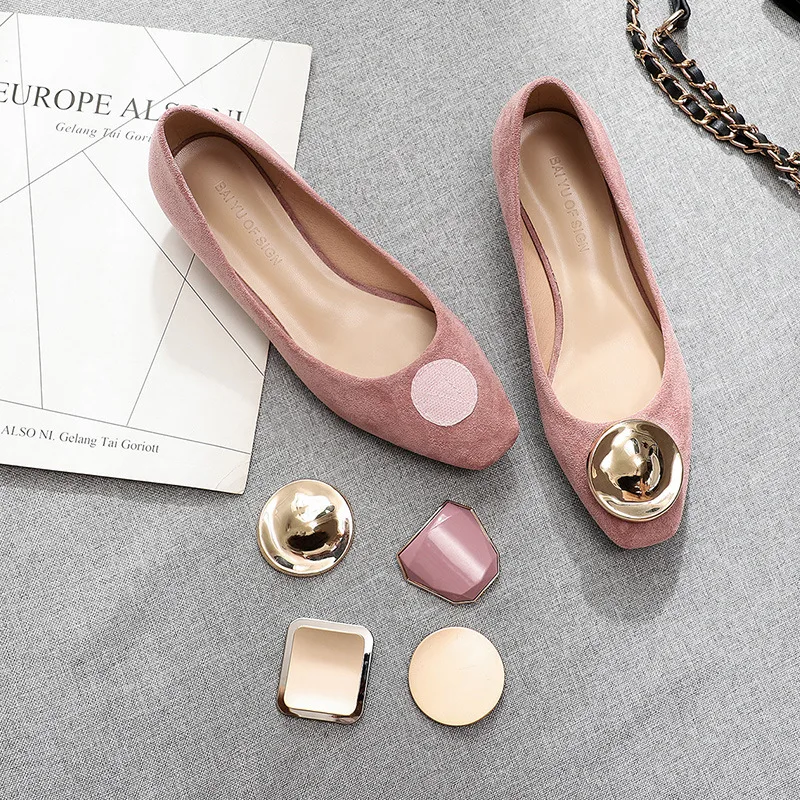 Pink 2.5cm Женская обувь; тонкие туфли на низком каблуке с острым носком; модные свадебные туфли с сменными пуговицами; повседневная обувь; женские туфли-лодочки - Цвет: Pink 2.5cm