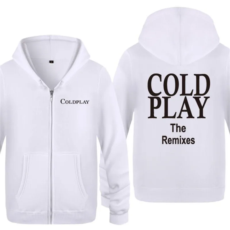 white hoodie 4 Мужская толстовка с капюшоном в стиле рок-группы Coldplay, толстовки с капюшоном на молнии, мужская флисовая куртка с длинными рукавами в стиле хип-хоп, пальто, толстовки Sudadera Hombre - Цвет: white hoodie 4