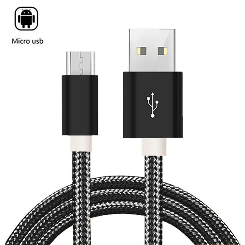 Micro usb кабель для зарядки 25 см короткий 2 м/3 м длинный Usb Micro Kablo Cabos нейлоновый телефонный провод для Nokia 1 2 3 5 6x3 2,1 3,1 5,1 N8 N9 - Цвет: black