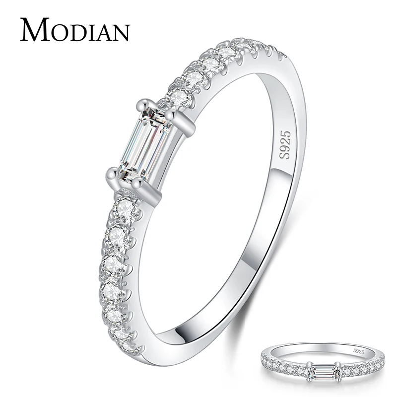 MODIAN Fashion 100% 925 Sterling Silver Tourmaline Finger Rings Classic Clear CZ Wedding Jewelry For Women Engagement Fine Gift - Image 5