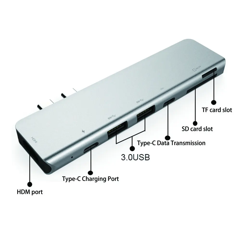7 в 1 USB-C концентратор type-C многопортовый кардридер адаптер 4K HDMI для MacBook Pro кардридер type C PD зарядный адаптер