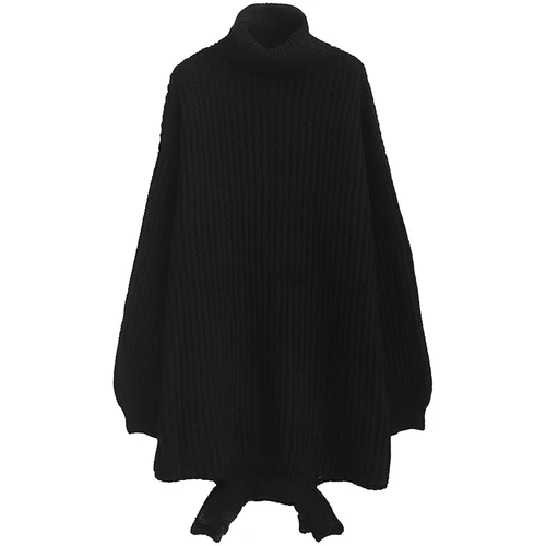 black GCC2819 XITAO Толстая водолазка с дырками трикотажное платье Женская одежда СВОБОДНЫЙ Модный подол неправильного размера плюс Элегантное зимнее платье GCC2819 - Цвет: black GCC2819