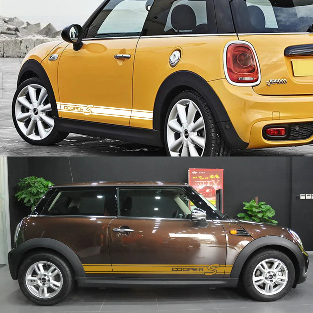 2 шт. автомобильный боковой полосатые наклейки для Mini Cooper R56 R57 R58 R50 R52 R53 R59 R61 Countryman R60 F60 F55 F56 F54 DIY автомобильные аксессуары