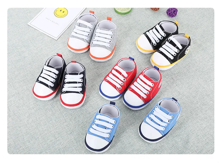 Spring and Autumn New Solid Color Casual Lace Soft Bottom Baby Canvas Shoes Baby Shoes Can Not Fall Toddler Shoes