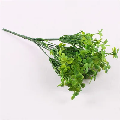 Green Йо Чо 7 стеблей имитация зеленого клевера искусственный папоротник зеленая трава растения ваза горшок домашний свадебный Декор Поддельные 4 листа клевера - Цвет: Green