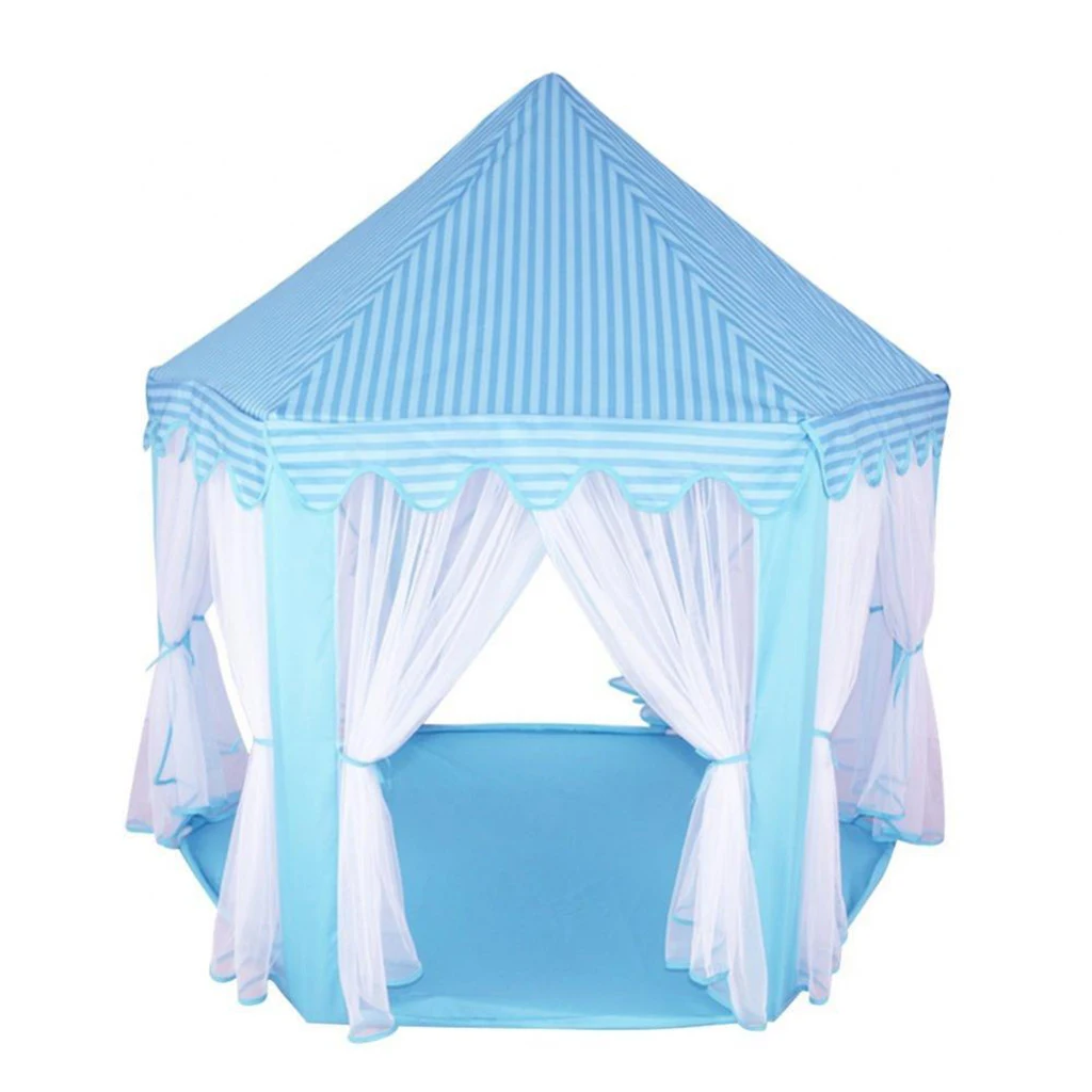 Hexagonal Rug Pad Mat ​for Kids Playhouse Play Tent Cushion Floor Mat, Children Room Home Decor (Blue, 55.12x47.24inch)