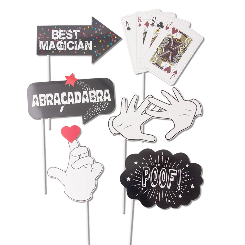 Casino Magician Themed Party Poker Logo Photo Props Birthday Magic Show Las Vegas Party Decorations Balloons Banner