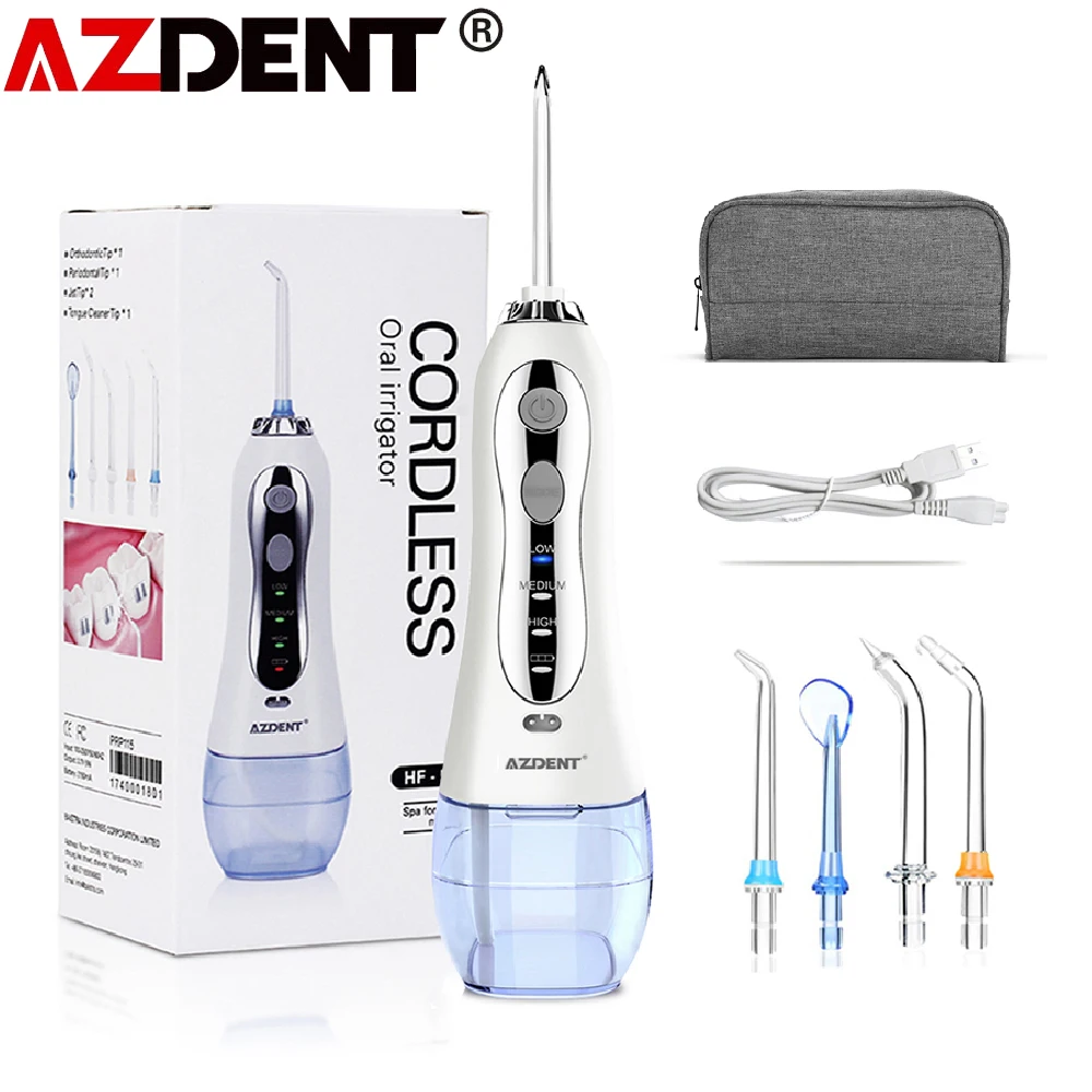 Azdent Oral Irrigator USB Rechargeable Water Flosser Portable Dental Teeth Cleaner