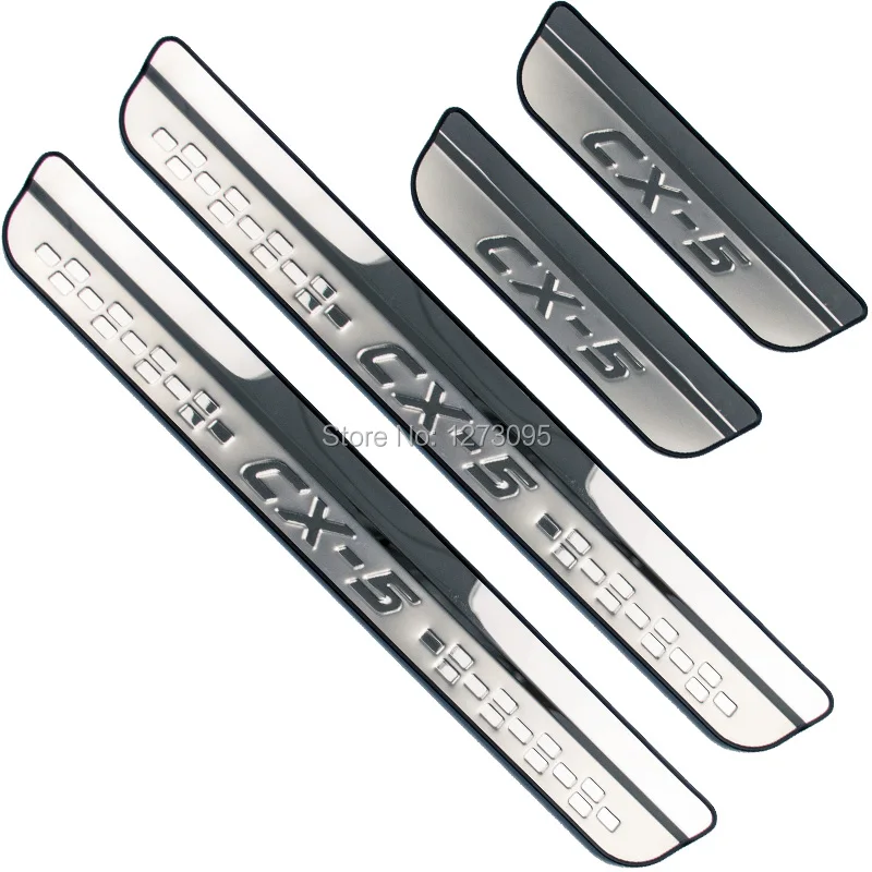 Baratos Para Mazda CX 5 CX5 KE KF 2014 2016 2018 2019 Acero inoxidable alféizar de la puerta del coche Kick RASFF Plate Protector de Pedal accesorios de coche