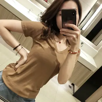 

2020 Women Short Sleeve Beige Shirt Top Garment