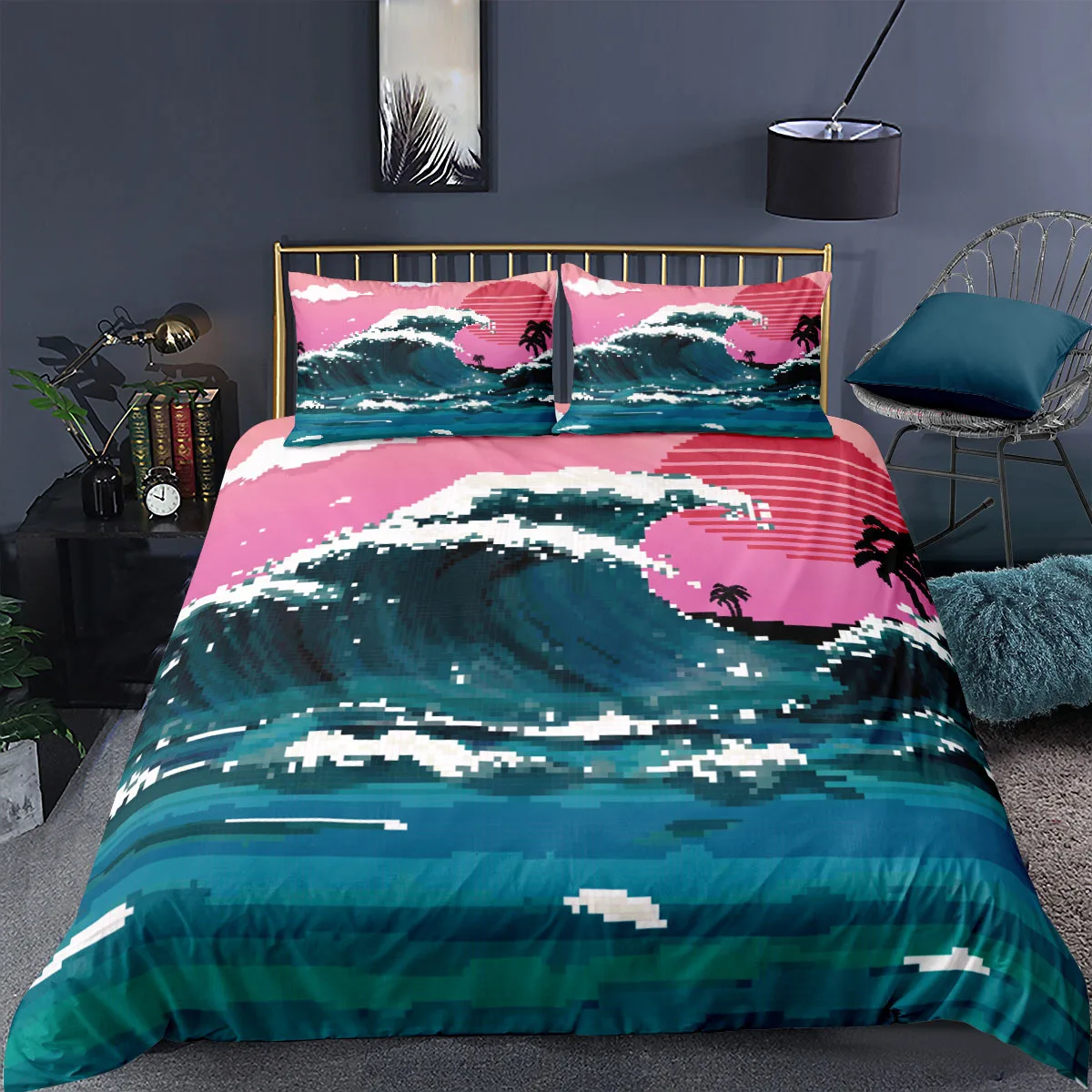 The Great Wave off Kanagawa Bedding Set 2/3Pcs Duvet Cover & Pillowcase(s) 3D Printed Quilt Cover Home Textile Gift 