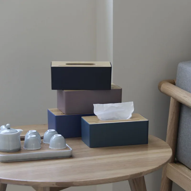 

Tissue Box Napkin Holder Case Paper Box Container Bamboo Cover Solid Wood Hotel Storage Box Home Table Decoration
