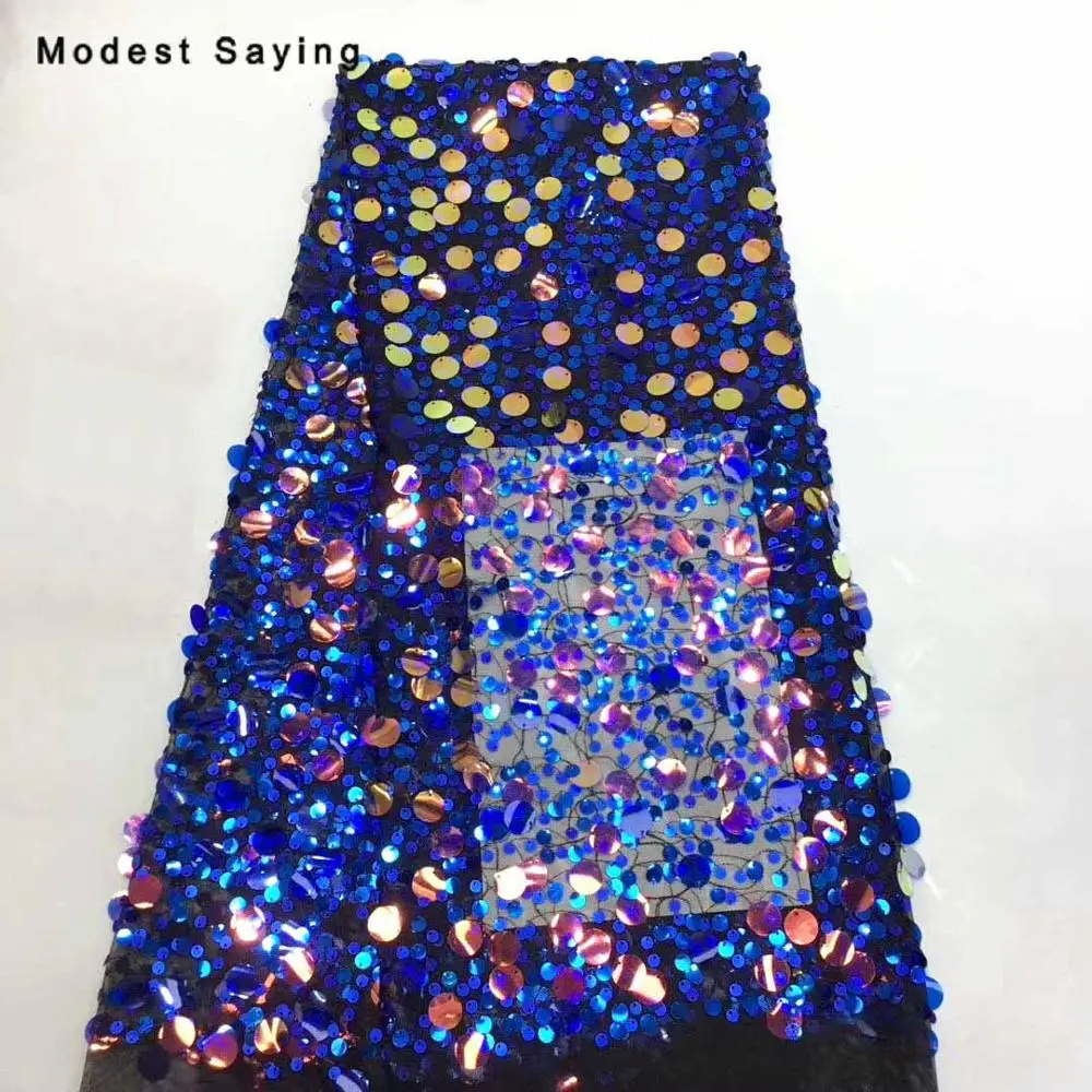 royal blue 2 ярдов зеленые блестки ткань для вечерних платьев Свадебная вечеринка Блестящий глиттер ткань для рукоделия Ремесло Сетка материал украшения - Цвет: royal blue