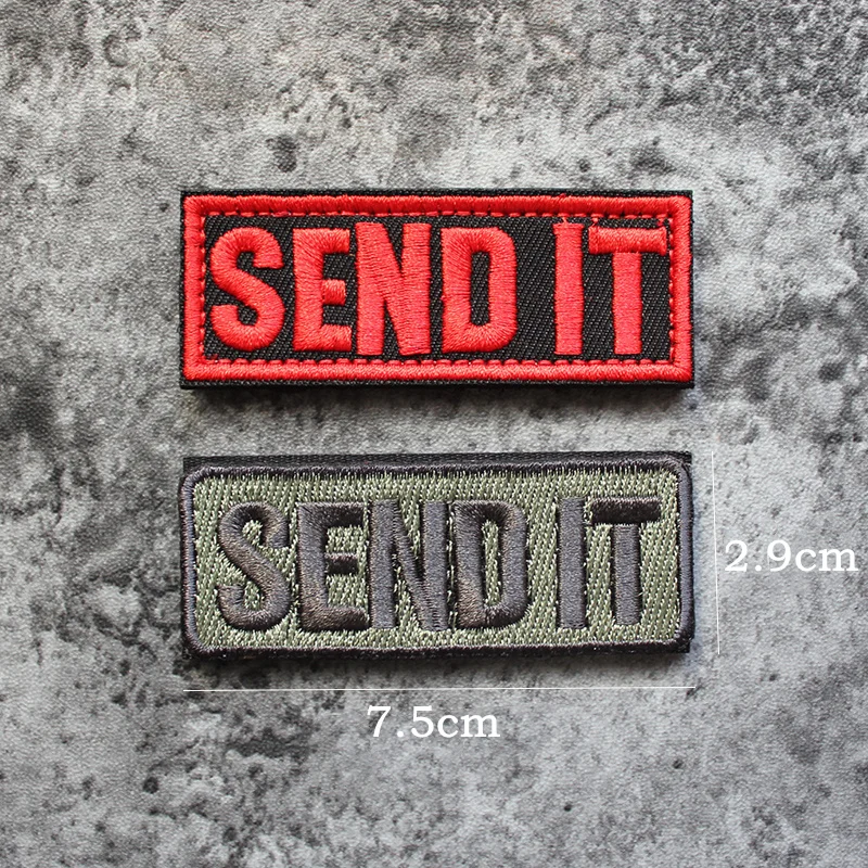 SEND IT Long Strip Embroidery Patches Badges Emblem Military Army For Clothes Backpack Accessory Tactical Badge Fabric Sticker | Дом и сад
