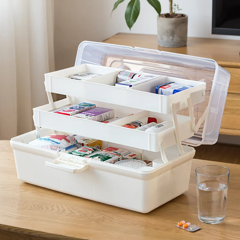 3 Layers Portable Organizer First Aid Kit Plastic Waterproof Medicine Cabinet Storage Box Plastic Storage Container, Size: A8, Gray