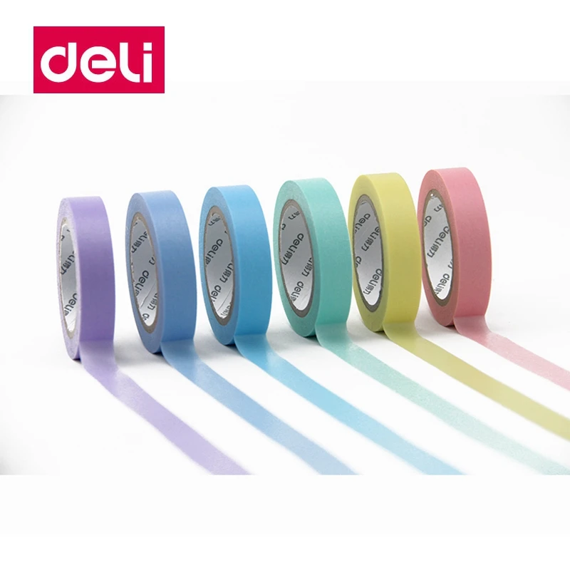 

6PCS/BOX 6 Color Decorative Adhesive Tape solid Paper washi tape Scrapbooking Sticker Label Masking Tape Office School Supplies