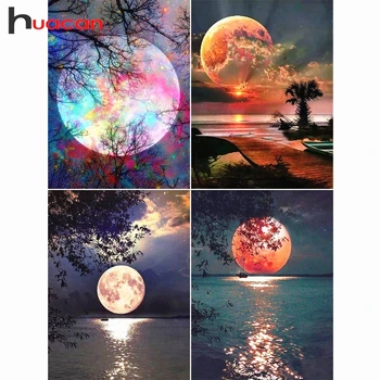 

Huacan Diamond Painting Full Square Drill Moon Rhinestones Pictures Diamond Embroidery Sale Scenic Cross Stitch Mosaic Gift