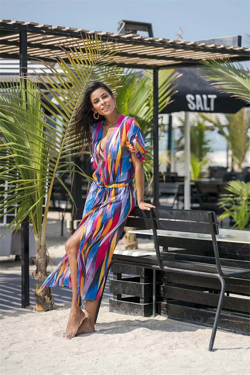 Купальный костюм, накидка, кафтан,, хит, шифоновая пляжная одежда, накидка для женщин, бикини, накидка, Saida De Praia Robe Plage, Пляжное платье