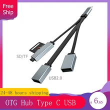 OTG Hub Type C USB Connector 2 Port Adapter Cable Male To Female Docking Station Mouse Keyboard Disk With Three Interfaces