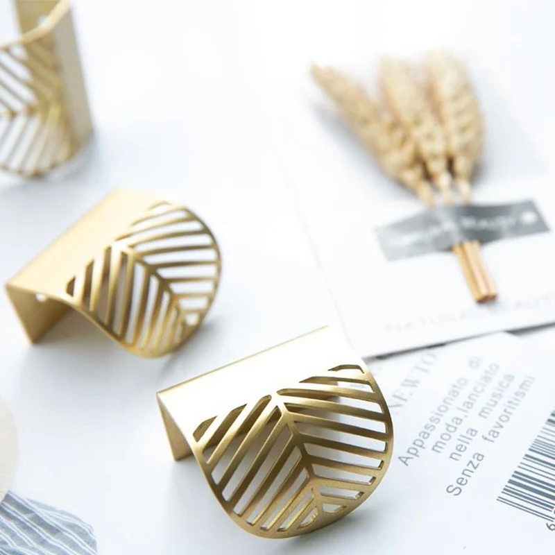 

Nodric Solid Brass Kitchen Cabinet Knobs Gold Leaf Furniture Cupboard Drawer Pulls Door Handles-10Pack