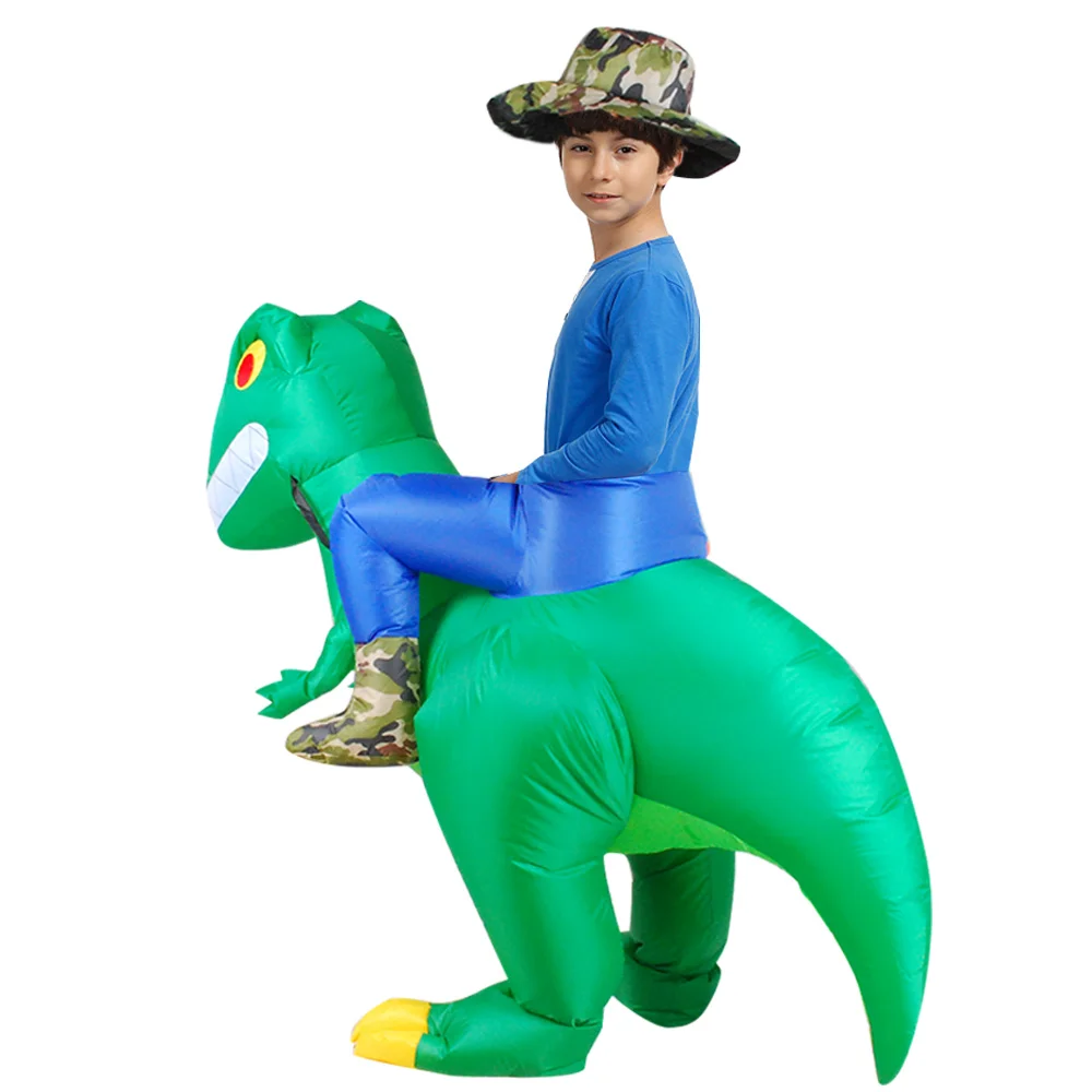 Костюм для езды, 2 размера, надувной динозавр, маскарадный костюм T-Rex, костюм для взрослых и детей на Хэллоуин, праздничный костюм дракона, тематический косплей с животными