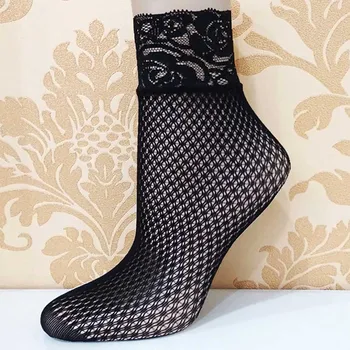 

2020 Summer Fishnet Mesh Lace Short Socks Sexy Ultrathin Women Elastic Fashion Soft Short Socks Streetwear Ankle High Socks#0401
