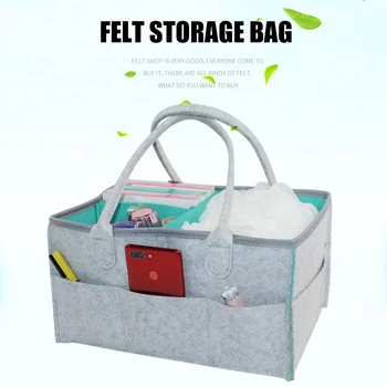 

Protable Foldable Felt Diaper Bag Kids Baby Clothes Toys Diaper Storage Organizer Mummy Pouch Tote Nursery Bag JS22