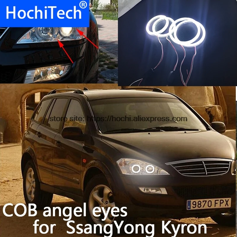 Для SsangYong Kyron 2007 2008 2009 2010 COB Led DRL Дневной свет Белый Halo Cob Led Ангельские глазки кольцо ошибок ультра яркий