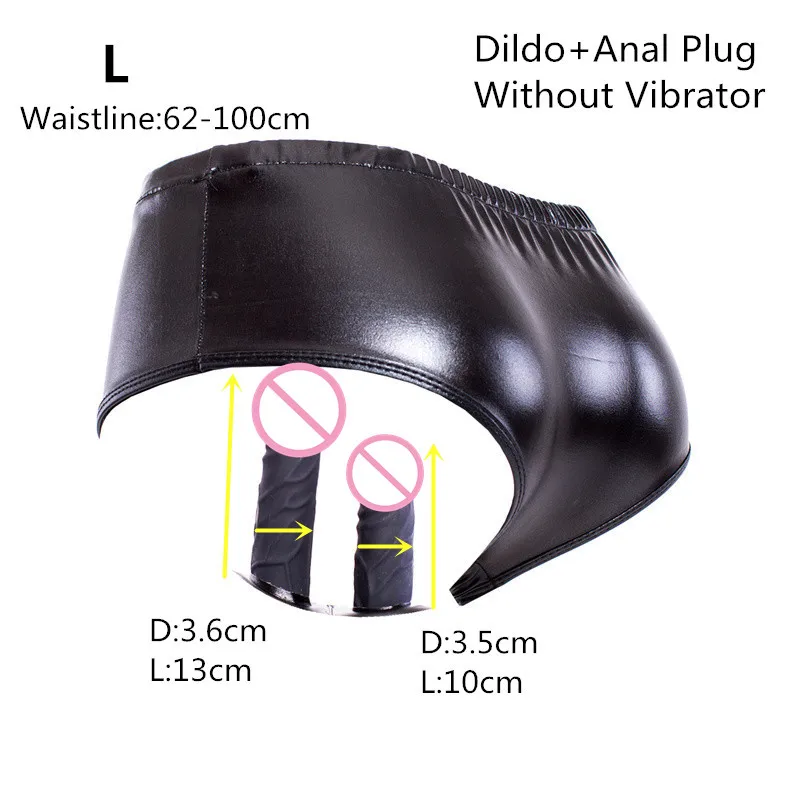 Унисекс Эротические трусики из искусственной кожи с реалистичным фаллоимитатор и Вагинальный Анальный фаллоимитатор штепсельная Вилка для женская мастурбация, сексуальные интимные костюмы - Цвет: N-V-Dildo-Anal-L