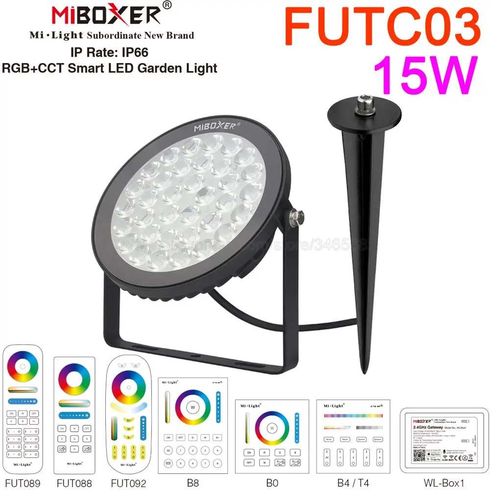 Miboxer FUTC03 IP65 Водонепроницаемый 15 Вт RGB + CCT светодиодный светильник для сада уличный