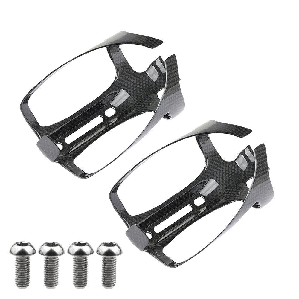 Glossy-Titanium bolt Wanyifa углеродное волокно велосипед 3 к бутылка для воды клетка MTB дорожный держатель для бутылки велосипедный 2шт+ титановый болт M5x 12 мм звездообразный ключ 4 шт - Цвет: Glossy-Titanium bolt