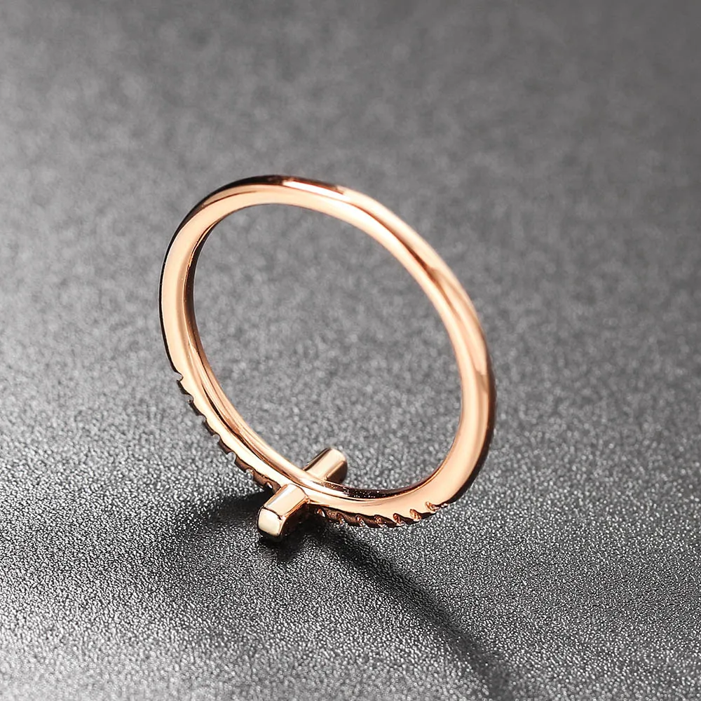 Gold Color Rings Finger Ring Gold Color Ring Zircon Crystal Ring Cross Ring for Women Korean Fashion Micro-inlaid Zircon Dainty Rings Rose Gold Color Crystal Finger Accessories Jewelry R715