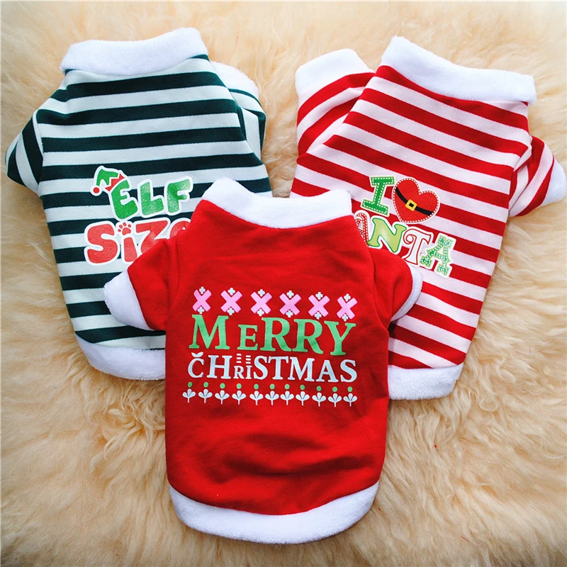 

Stripes Design Christmas Pet Clothing Sphinx Cat Sweater Warm Winter Plush Yorkshire Terrier Dog Clothes Chihuahua Dog Sweater